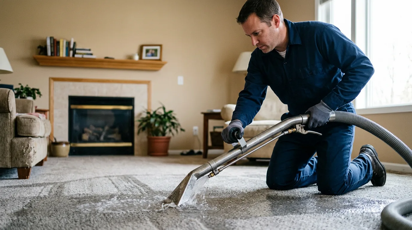 Water damage restoration technician working near Boone Grove, IN